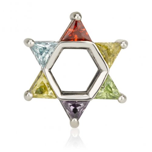 Sterling Silver Colorful Star of David Charm