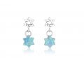 Sterling Silver Dangle Earrings - Star of David and Blue Opal Stone