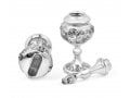 Sterling Silver Havdalah Set Spice Box and Candle Holder - Floral Design