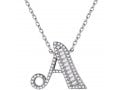 Sterling Silver Initial Letter Pendant Necklace with Glittering Zircons