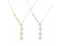 Sterling Silver Lariat Necklace, Zircon Studded Stars  Silver or Yellow Gold