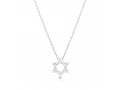 Sterling Silver Necklace - Star of David Pendant with Zircons