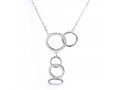 Sterling Silver Necklace, Four Connecting Circles Pendant - Zircons