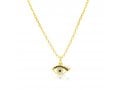 Sterling Silver Necklace Plated with Yellow Gold, Evil Eye Pendant - Zircons