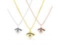 Sterling Silver Necklace Plated with Yellow Gold, Evil Eye Pendant - Zircons