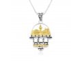 Sterling Silver Necklace with Decorative Hamsa Pendant - Gold Jerusalem Images