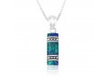 Sterling Silver Necklace with Eilat Stone Pendant and Beaded Artwork Stripes