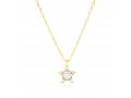 Sterling Silver Necklace with Gold Plate - Star of David Pendant with Zircons