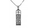 Sterling Silver Necklace with Mezuzah and Scroll Pendant HaEsh Sheli - My Fire & Hamsa