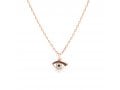 Sterling Silver Necklace with Rose Gold Plate and Zircons - Evil Eye Charm