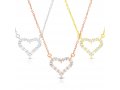 Sterling Silver Necklace with Zircon Heart Pendant - Choose Gold or Silver