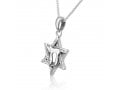 Sterling Silver Pendant Necklace, Engraved Star of David Enclosing Chai Letters