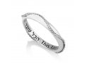 Sterling Silver Ring with Rope Design - This Too Shall Pass in Hebrew & English