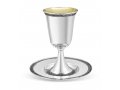 Sterling Silver Shabbat Kiddush Goblet with Plate - Loop Ribbon Design