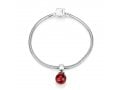 Sterling Silver Smooth Red Pomegranate Charm