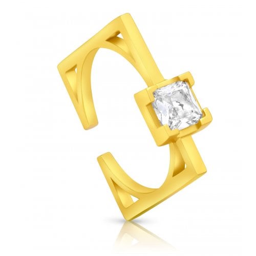 Sterling Silver Square Ring with Zircons - Choose Gold Plate or Sterling Silver