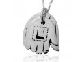 Sterling Silver Two Hamsa Kabbalah Pendant by HaAri Jewelry