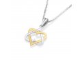 Sterling Silver Two Tone Pendant Necklace - Star of David Heart