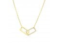 Sterling Silver or Yellow Gold Necklace with Zircon Pendant of Linked Rectangles