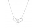 Sterling Silver or Yellow Gold Necklace with Zircon Pendant of Linked Rectangles