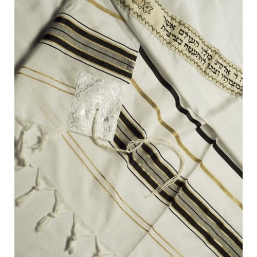 Talitnia Acrylic Imitation Wool Tallit Prayer Shawl - Black & Gold Stripes