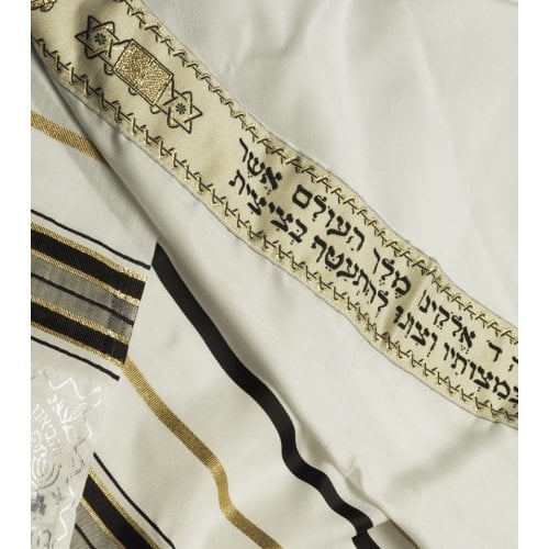 Talitnia Acrylic Imitation Wool Tallit Prayer Shawl - Black & Gold Stripes