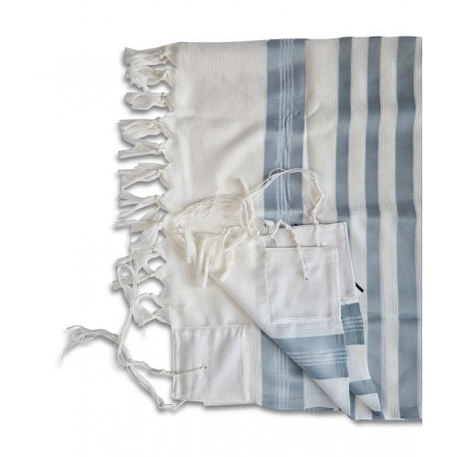 Talitnia Barak Non Slip Lightweight Wool Tallit Prayer Shawl - Blue Stripes