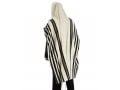 Talitnia Malchut Wool Non Slip Tallit Prayer Shawl Black Stripes - Optional Handmade Tzitzit Strings