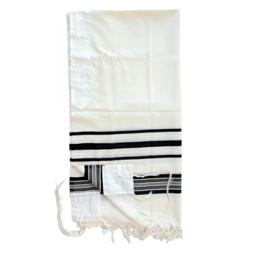 Talitnia Prima AA Tallit Premium Pure Wool Prayer Shawl - Black Stripes