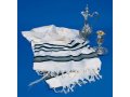 Talitnia Wool Tallit Traditional Kosher Prayer Shawl - Black & Silver Stripes