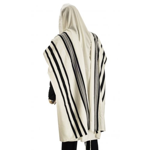 Talitnia Wool Tallit Traditional Kosher Prayer Shawl - Black & White Stripes