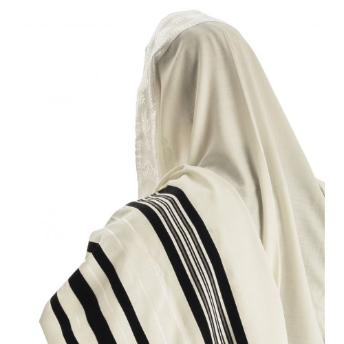 Talitnia Wool Tallit Traditional Kosher Prayer Shawl - Black & White Stripes