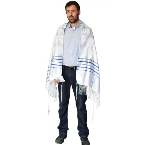 Talitnia Zion Paz Tallit Prayer Shawl - Blue Silver Stripes