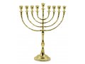 Tall Gold Color Classic Chanukah Menorah - 16 Inches