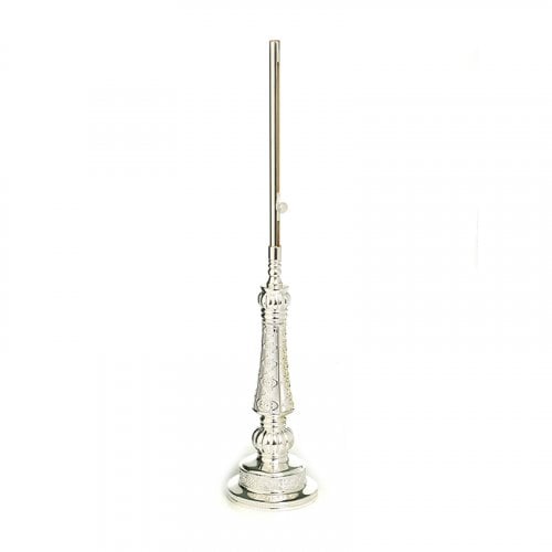 Tall Silver Plated Majestic Wand Shabbat Candle Lighter - Circle Design