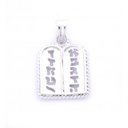 Ten Commandments Tablet Pendant - Rhodium Plated Gold Filled