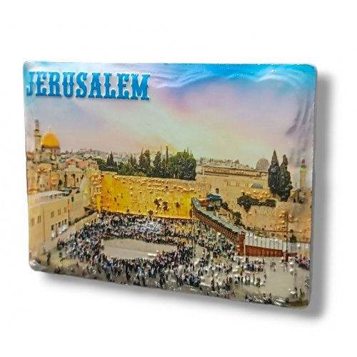 Textured Ceramic Magnet - Jerusalem of Gold with Western Wall