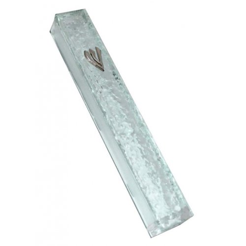 Transparent Glass Mezuzah Case  Rippling Waves Design