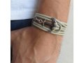 Triple Wrap Bracelet with Silver Plated Anchor