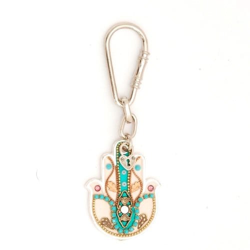 Turquoise Hamsa Keychain by Ester Shahaf