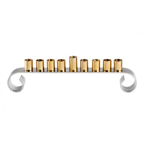 Two Tone Gold and Silver Contemporary Swirl Chanukah Menorah, for Oil