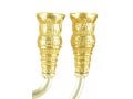 Two Tone Silver and Gold 7-Branch Menorah, Jerusalem Images  8.6 Height