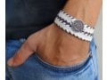 White Cord Bracelet for Men with Coin Element - Only 1 In Stock