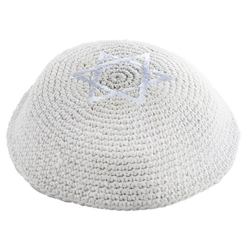 White Star of David knitted kippah