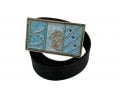 Woman's Belt with Turquoise Flower Design Buckle by Iris Design