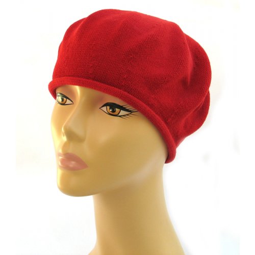 Womens Classic Red Cotton Beret