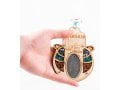 Wood Hamsa for Wall with Hebrew Home Blessing & Semi-Precious Stones - Jerusalem