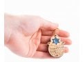 Wood Jerusalem Keychain with Semi Precious Stones - Star of David and Kotel