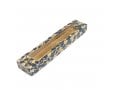 Wood Mezuzah Case with Mosaic Design, Blue and Cream - Gold Shin