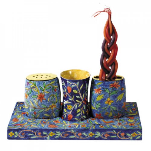 Yair Emanuel - Shabbat Candles and Havdalah Set, Hand Painted Wood  Oriental